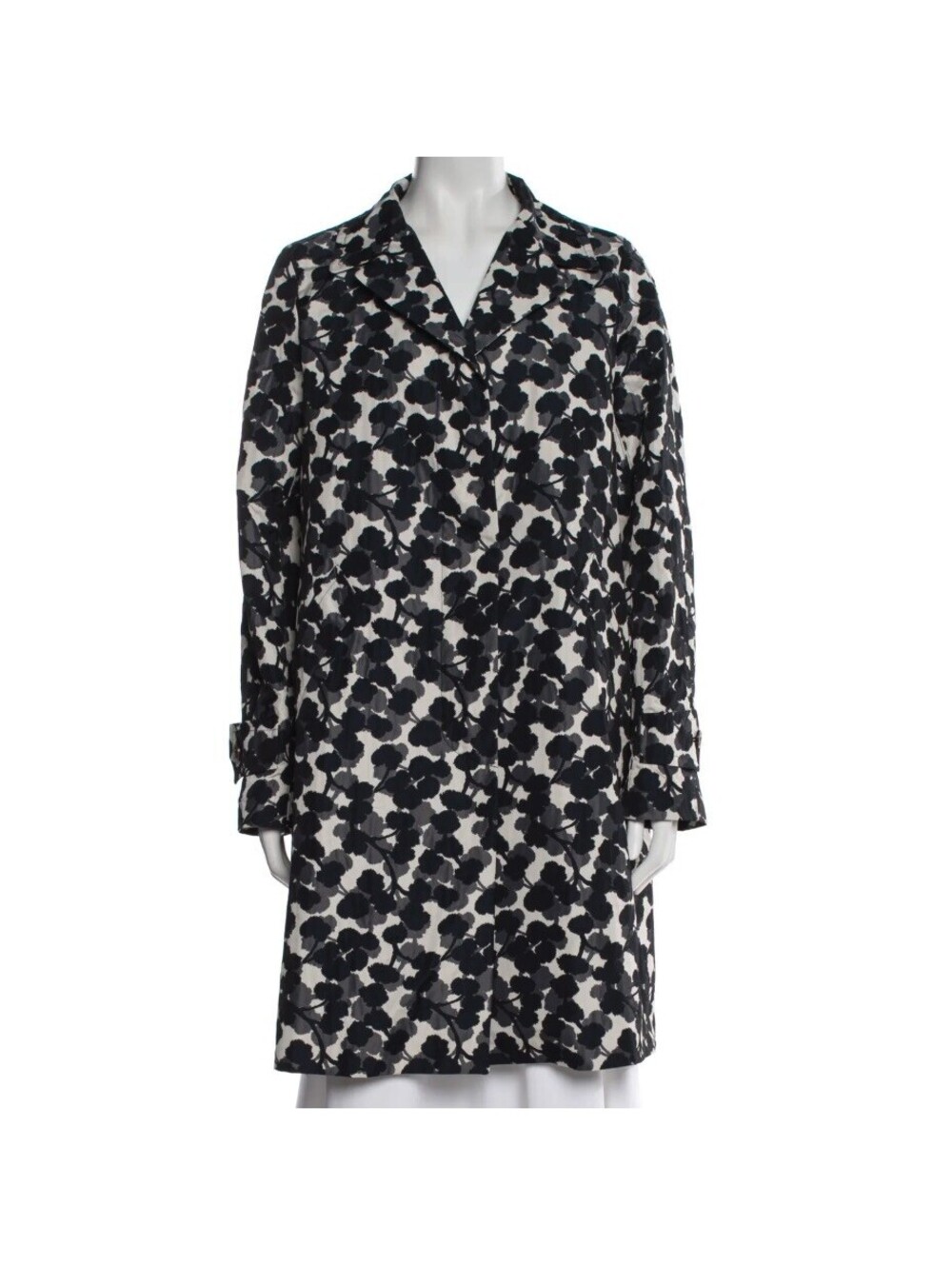 Weekend Max Mara Navy Abstract Print Collarless Coat 3/4 Sleeve IT 42 US 8